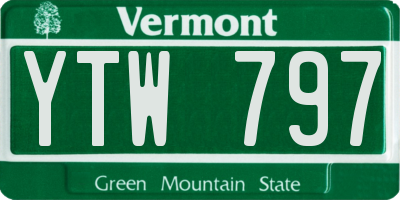 VT license plate YTW797