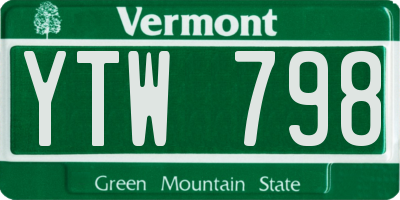 VT license plate YTW798