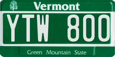 VT license plate YTW800