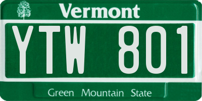 VT license plate YTW801
