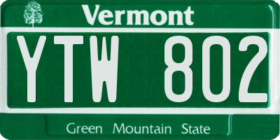 VT license plate YTW802