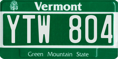 VT license plate YTW804