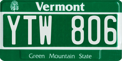VT license plate YTW806