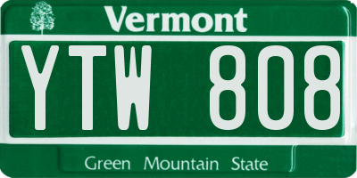 VT license plate YTW808