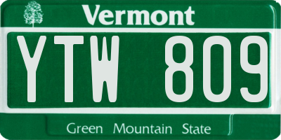 VT license plate YTW809