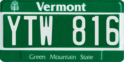 VT license plate YTW816