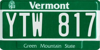 VT license plate YTW817