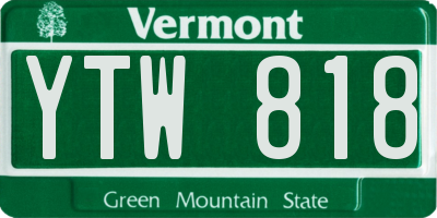 VT license plate YTW818