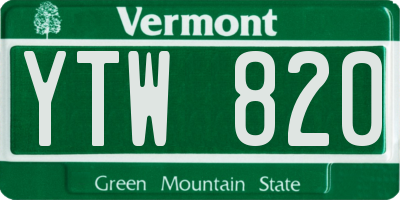 VT license plate YTW820