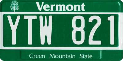 VT license plate YTW821
