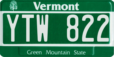 VT license plate YTW822