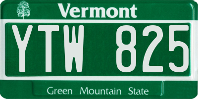 VT license plate YTW825
