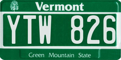 VT license plate YTW826