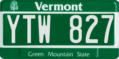 VT license plate YTW827