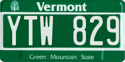 VT license plate YTW829