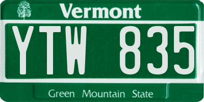 VT license plate YTW835