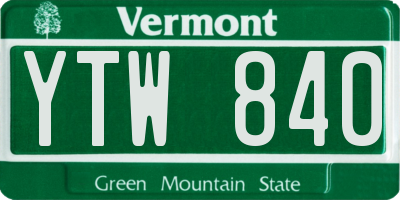 VT license plate YTW840