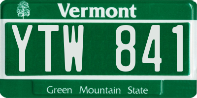 VT license plate YTW841