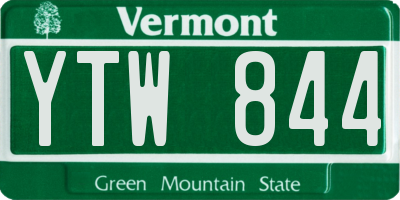 VT license plate YTW844