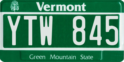 VT license plate YTW845