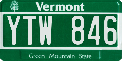 VT license plate YTW846