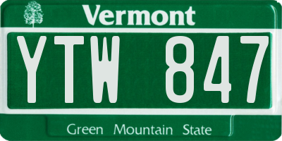 VT license plate YTW847