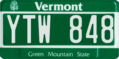 VT license plate YTW848