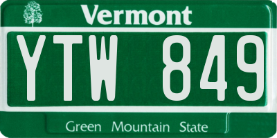 VT license plate YTW849