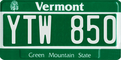 VT license plate YTW850