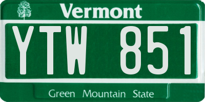 VT license plate YTW851