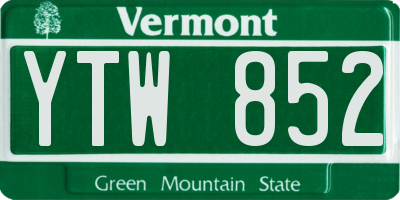 VT license plate YTW852