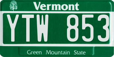VT license plate YTW853