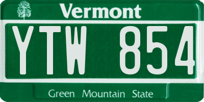 VT license plate YTW854