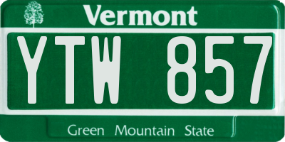 VT license plate YTW857