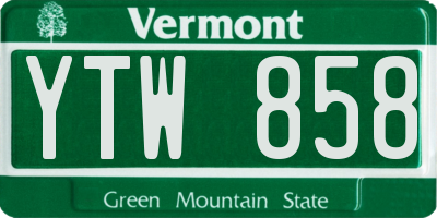 VT license plate YTW858