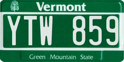 VT license plate YTW859