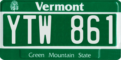 VT license plate YTW861