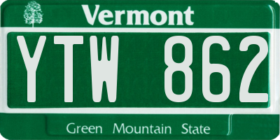 VT license plate YTW862