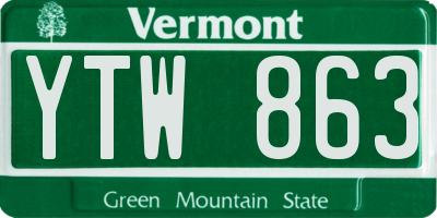 VT license plate YTW863