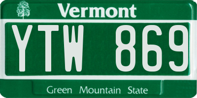 VT license plate YTW869