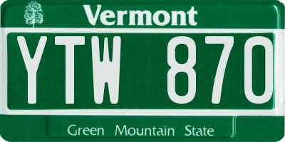 VT license plate YTW870