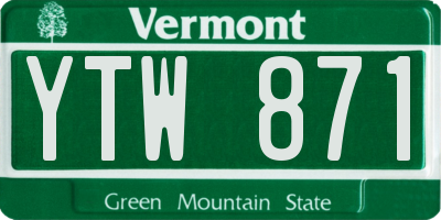 VT license plate YTW871