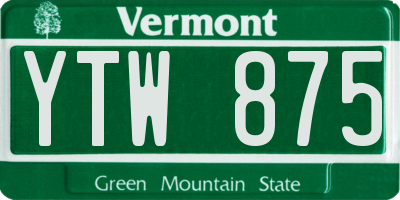 VT license plate YTW875