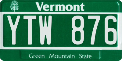 VT license plate YTW876