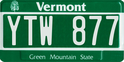 VT license plate YTW877