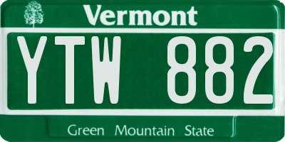 VT license plate YTW882