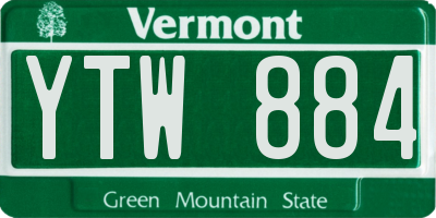VT license plate YTW884