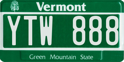 VT license plate YTW888