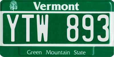VT license plate YTW893
