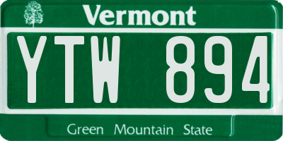 VT license plate YTW894